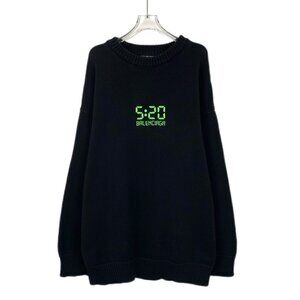 CM0030 Balenciaga Black Numbers and Letters Embroidery Round Neck Long Sleeve Sw